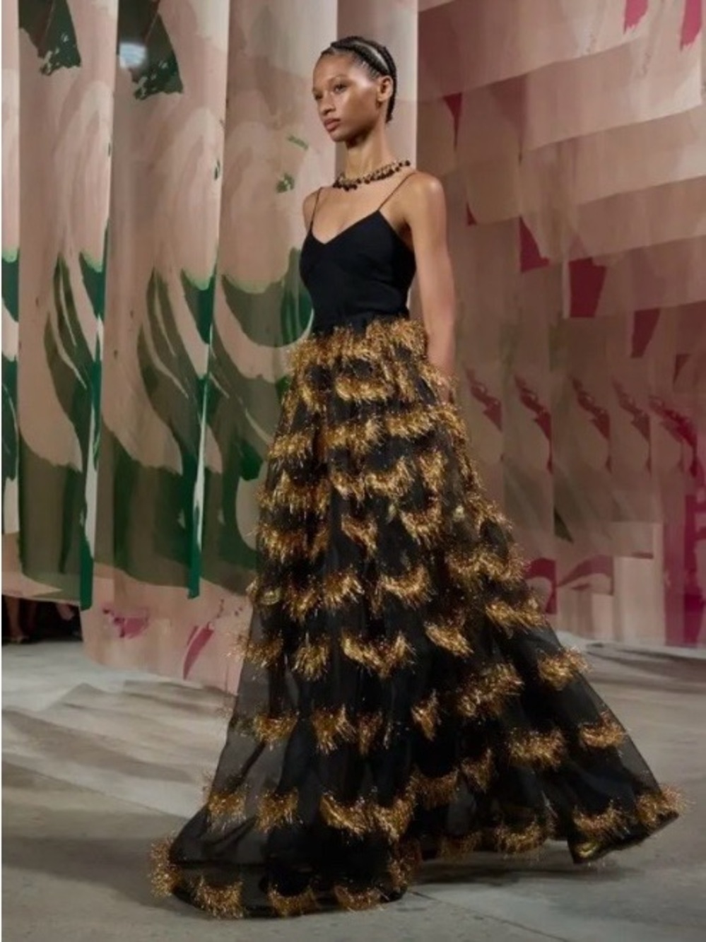 Ulla Johnson Black and Gold Brina Maxi Skirt